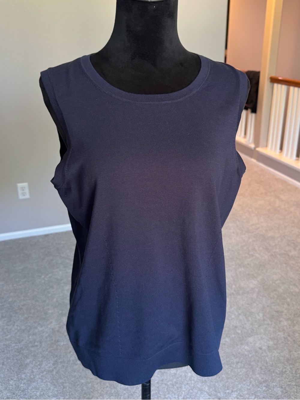 Pendleton navy blue sleeveless Top Silk Cotton Size Large